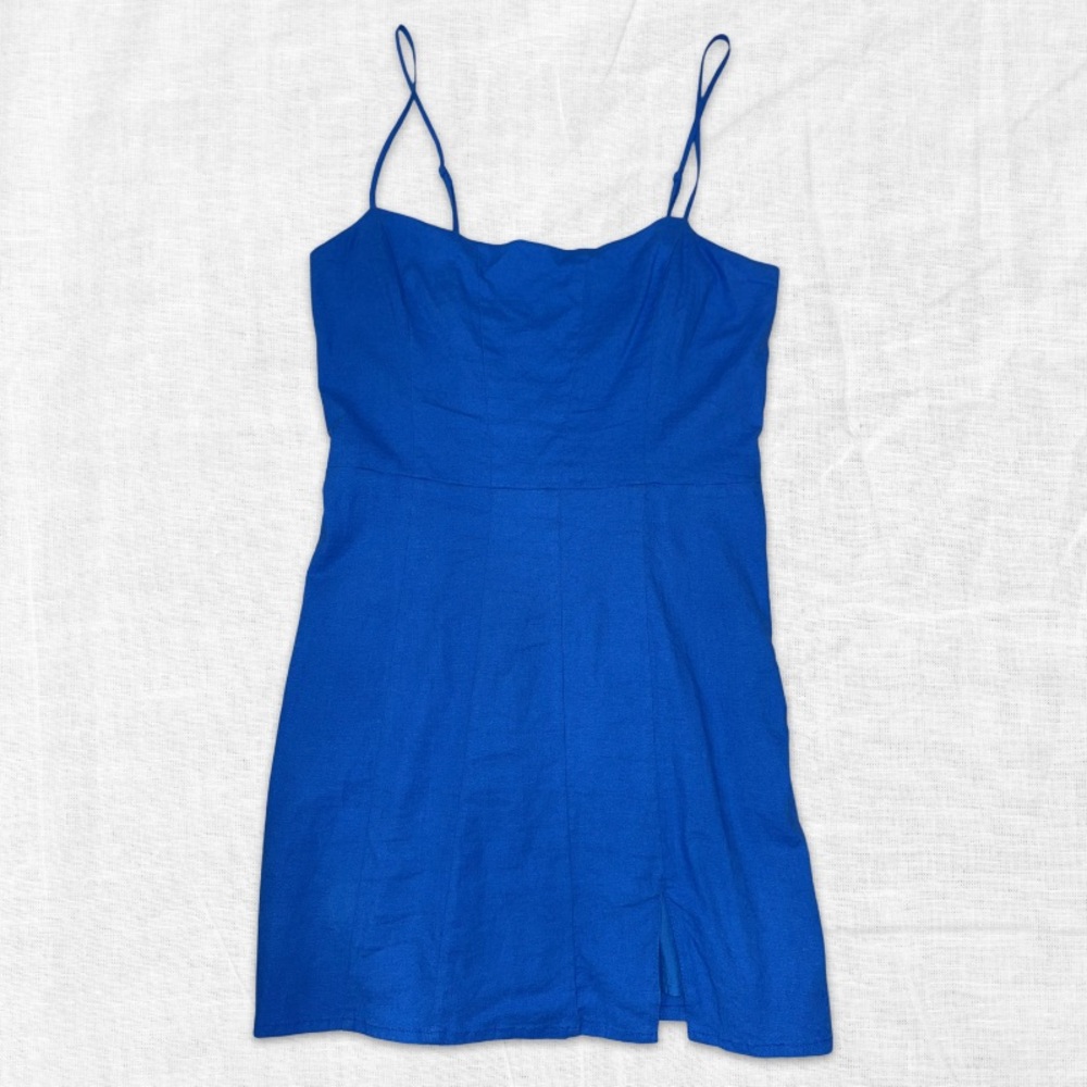 NEW! Urban Outfitters Lana Linen Mini Dress | Bright Blue | Size XL